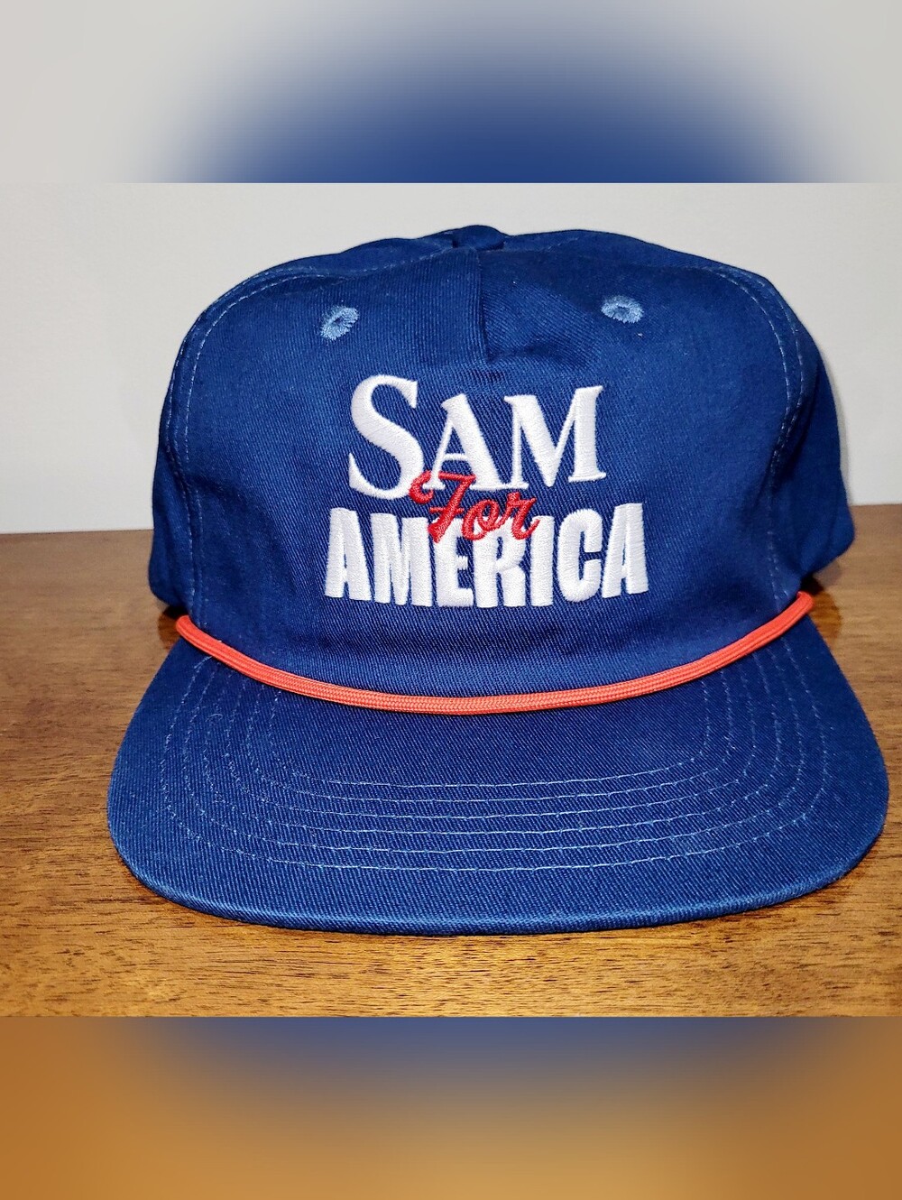 New Sam "Adams" For America Blue Hat with Red Rope Around Brim, Adjustable